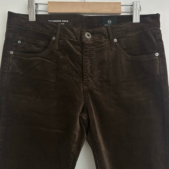 AG Adriano Goldschmied Women's The Legging Ankle Velvet Pants Brown 27 NWOT - Picture 2 of 9